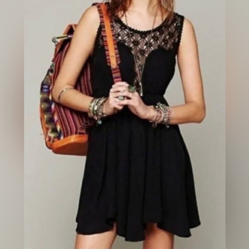 Free People Fiesta Crochet Yoke Mini Dress